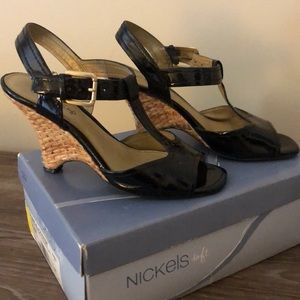 Nickels Soft Jailbird T Strap Woven Wedges 7.5